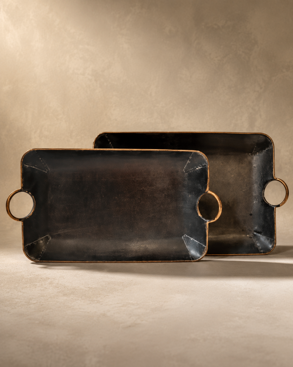 Metal Tray with Round Handles