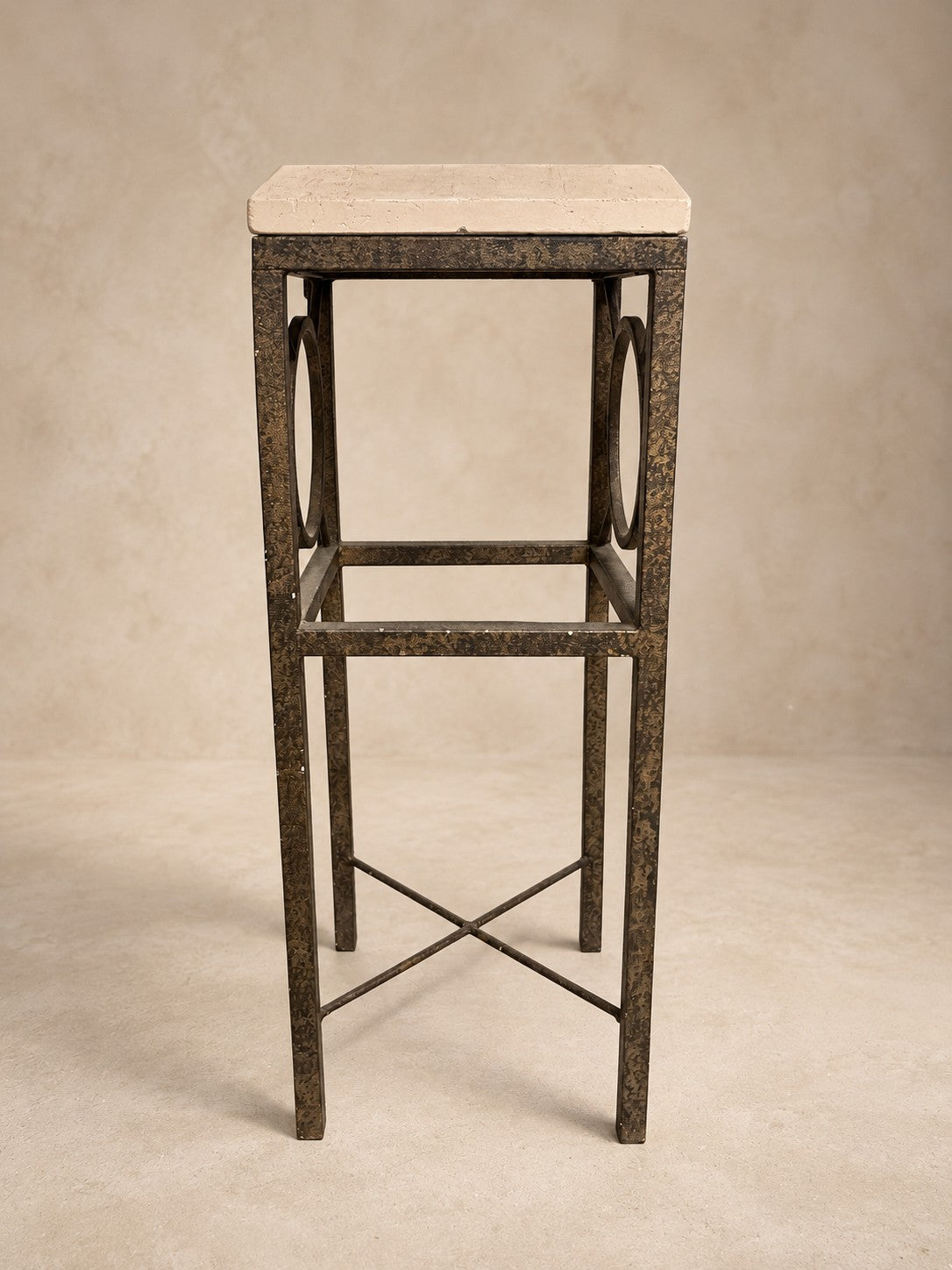 Iron pedestal with pale stone top, Organic Erotic
