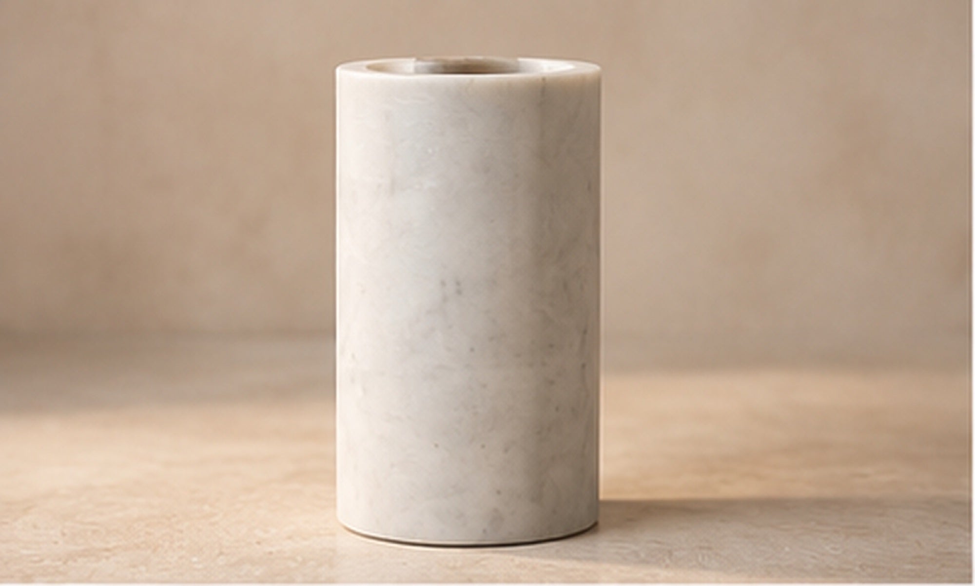 White marble cylinder vase