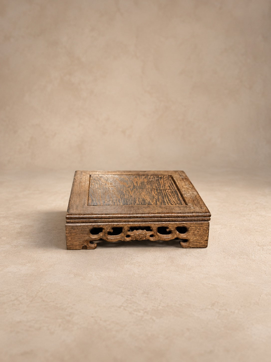 Carved openwork stand in dark aged hardwood, Organic Erotic