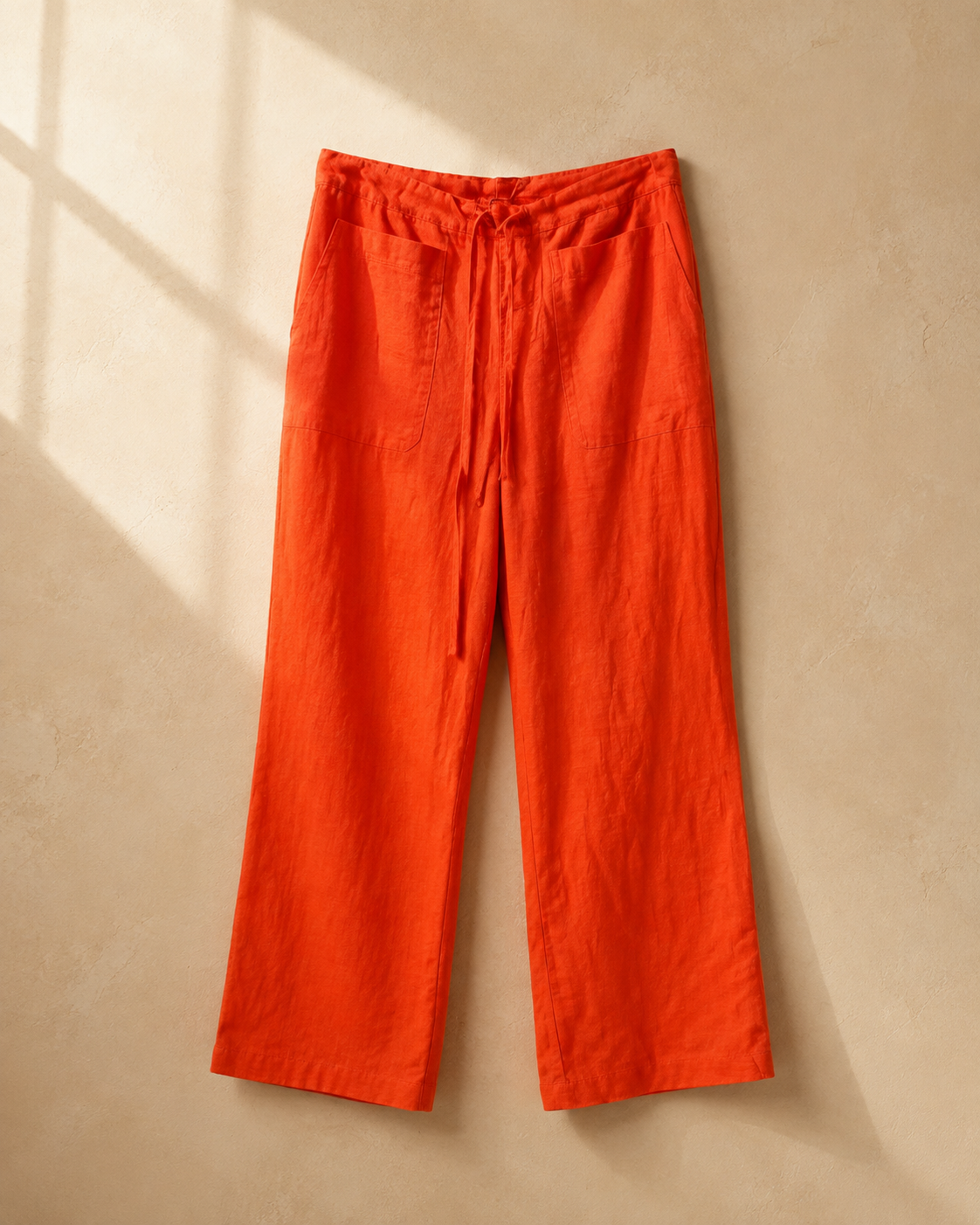 Orange linen drawstring pants