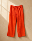 Orange linen drawstring pants